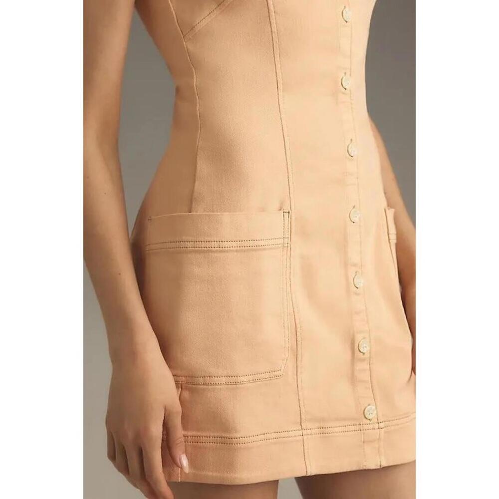 NWT Peach Button Mini Dress - Picture 2 of 5